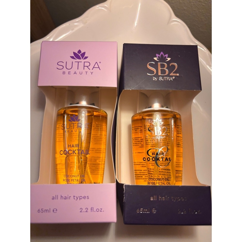 Sutra Beauty & SB2 Hair Cocktail Duo Coconut Rose Petal Oil 2.2oz Each New